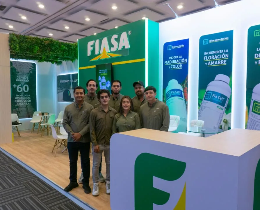 FIASA biological product line on display at a trade show booth